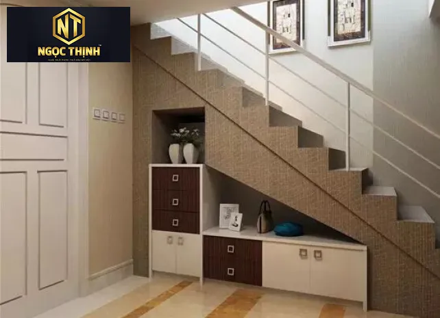 Xưởng Nội Thất Ngọc Thịnh Long Thành - Tủ gầm cầu thang là đồ nội thất được thiết kế hoàn hảo giúp tận dụng được tối đa diện tích